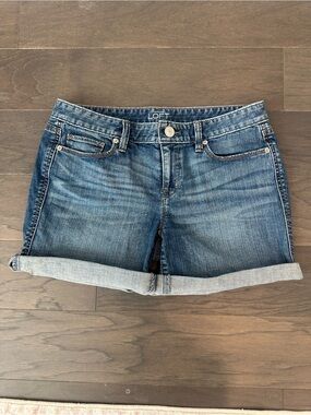 LOFT Blue Denim Roll-Cuff Jean Shorts size 4
